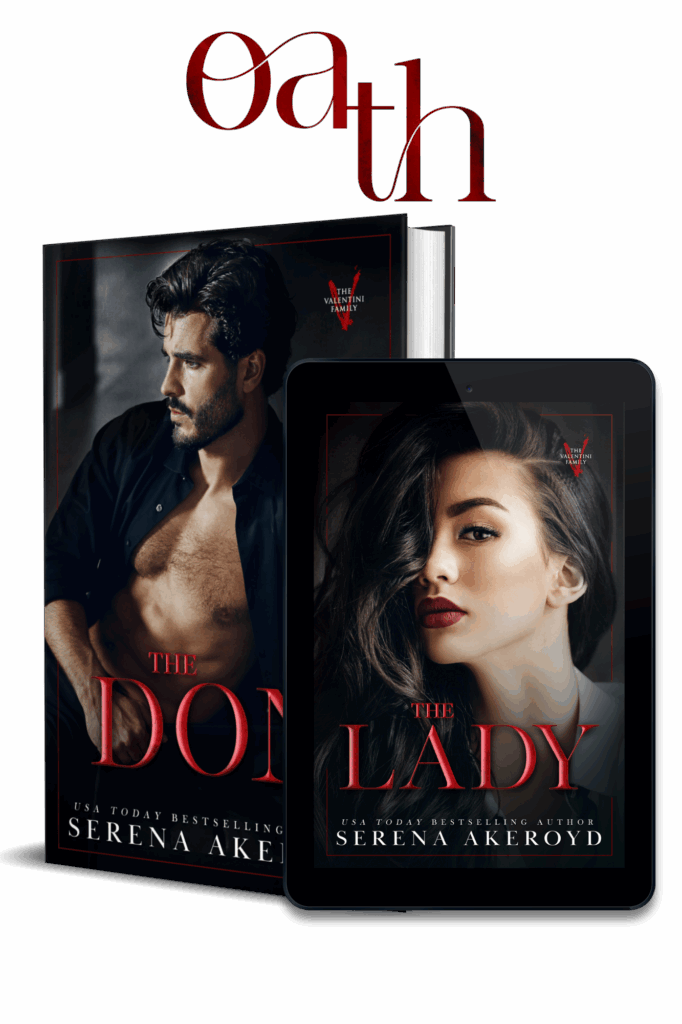 A hardback copy of The Don and an e-reader displaying the cover of The Lady are angled together. The Oath logo is above them